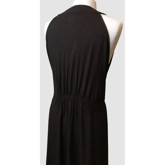 MixIt Sleeveless Deep V Neck Gathered Waist Embellished Brown Soft Knit Dress 16 - Picture 7 of 10